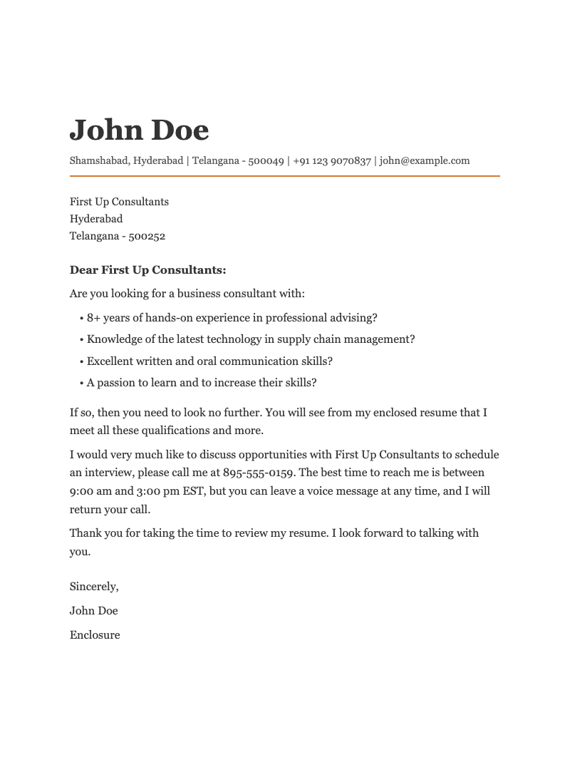 Resume cover letter for unsolicited resume - Elegant serif cover letter design for unsolicited job applications, featuring a bold header and professional layout.